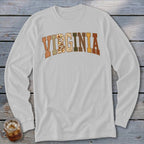 Virginia Faux Embroidery Letters Long Sleeve Tee