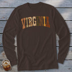 Virginia Faux Embroidery Letters Long Sleeve Tee