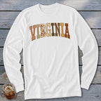 Virginia Faux Embroidery Letters Long Sleeve Tee