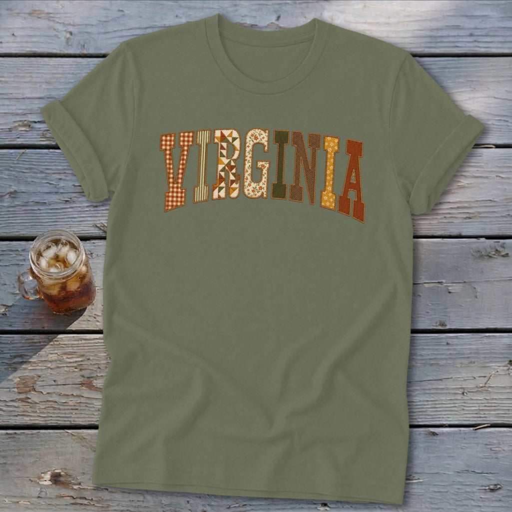 Virginia Faux Embroidery Letters Softstyle Tee