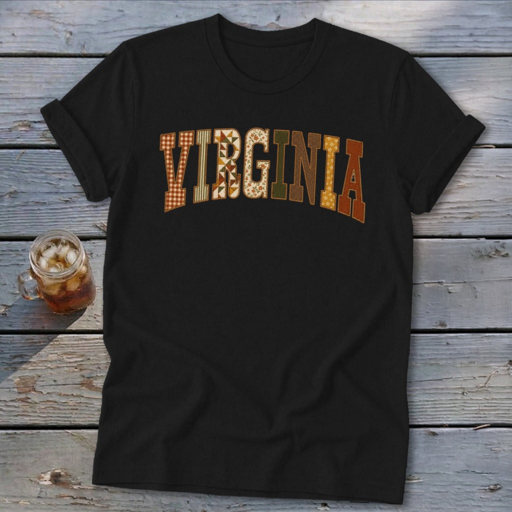 Virginia Faux Embroidery Letters Softstyle Tee