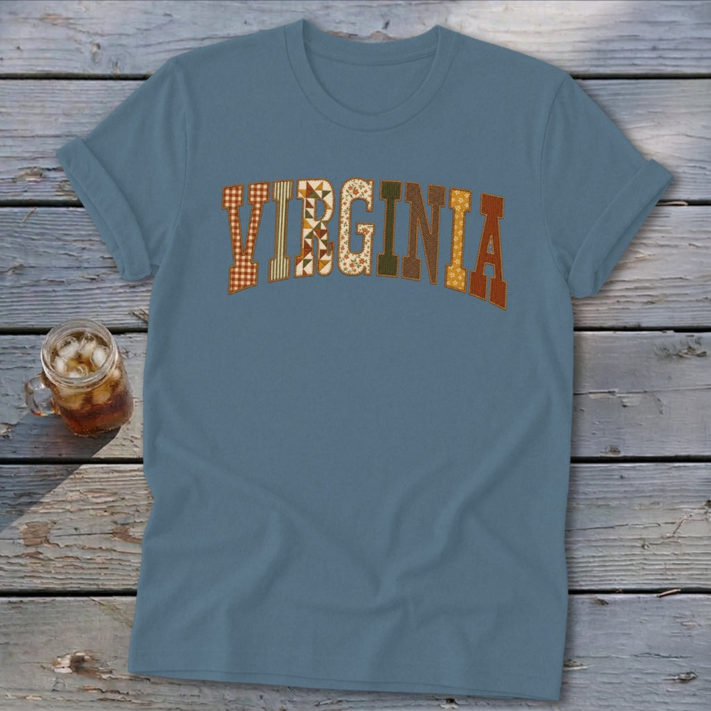 Virginia Faux Embroidery Letters Softstyle Tee
