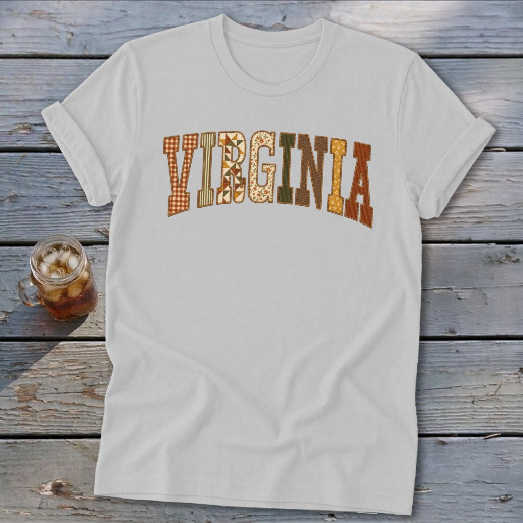 Virginia Faux Embroidery Letters Softstyle Tee