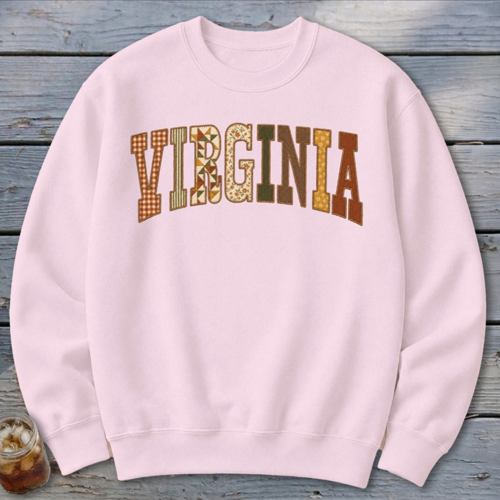 Virginia Faux Embroidery Letters Sweatshirt
