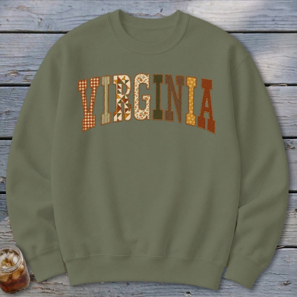 Virginia Faux Embroidery Letters Sweatshirt