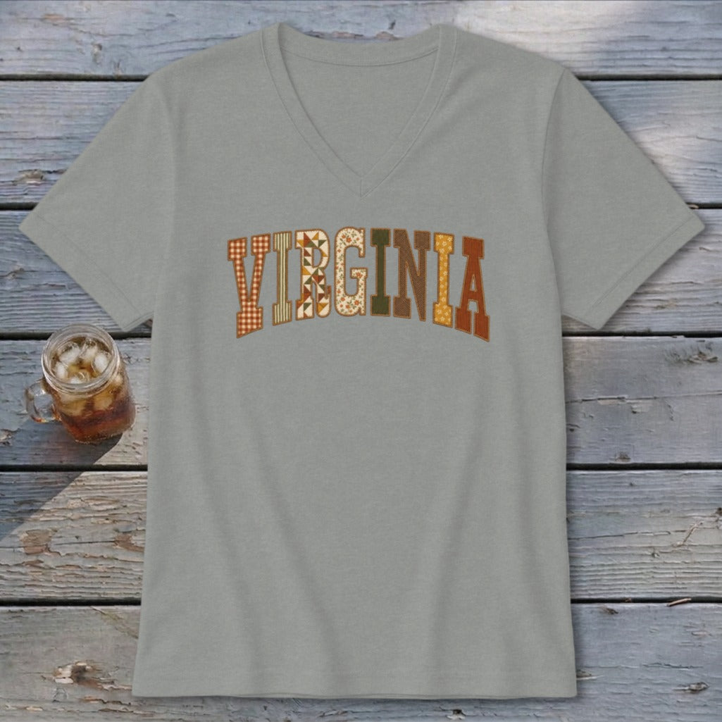 Virginia Faux Embroidery Letters V-neck
