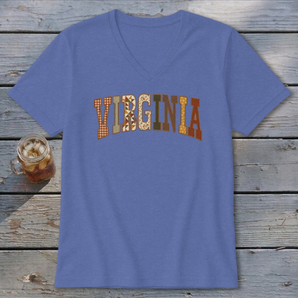 Virginia Faux Embroidery Letters V-neck
