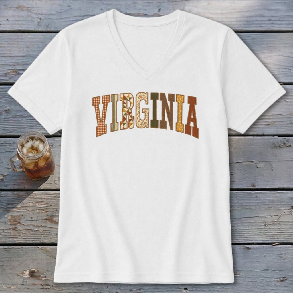 Virginia Faux Embroidery Letters V-neck