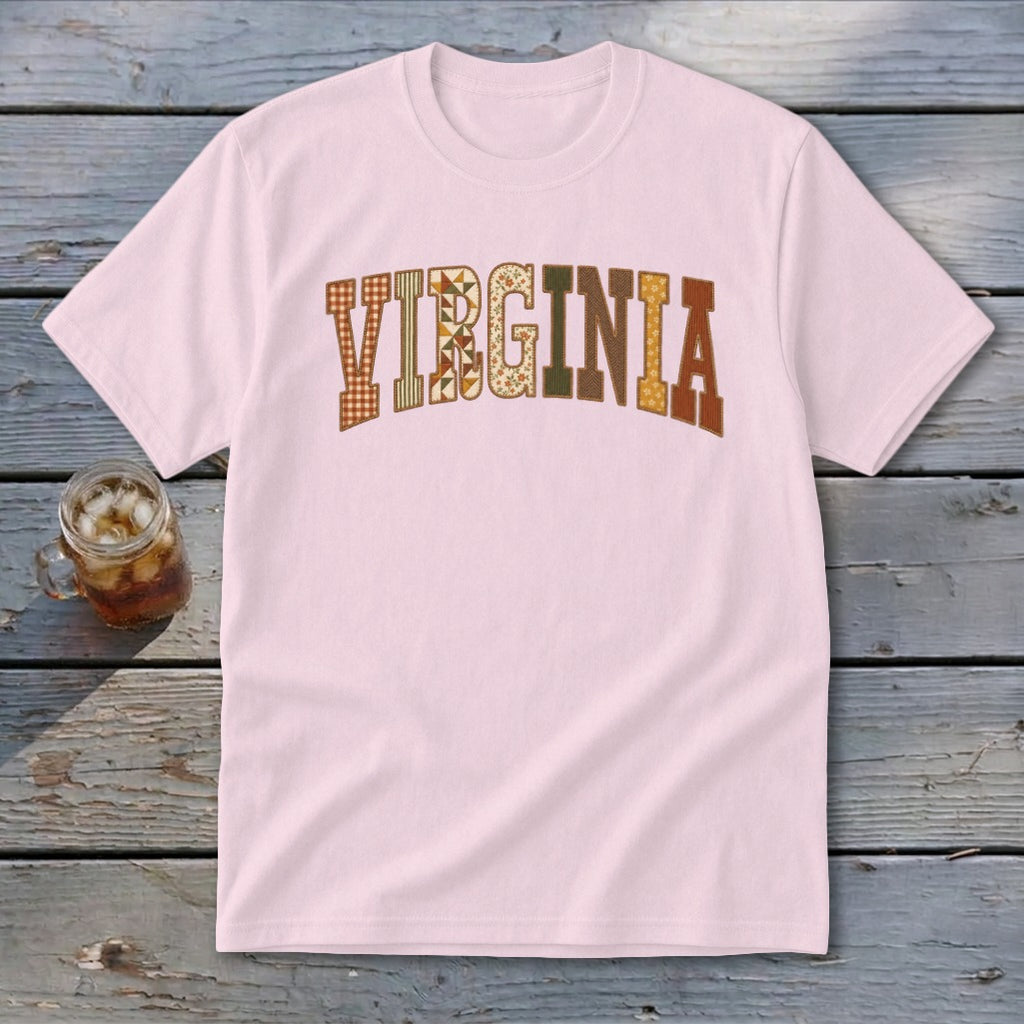 Virginia Faux Embroidery Letters Youth Tee