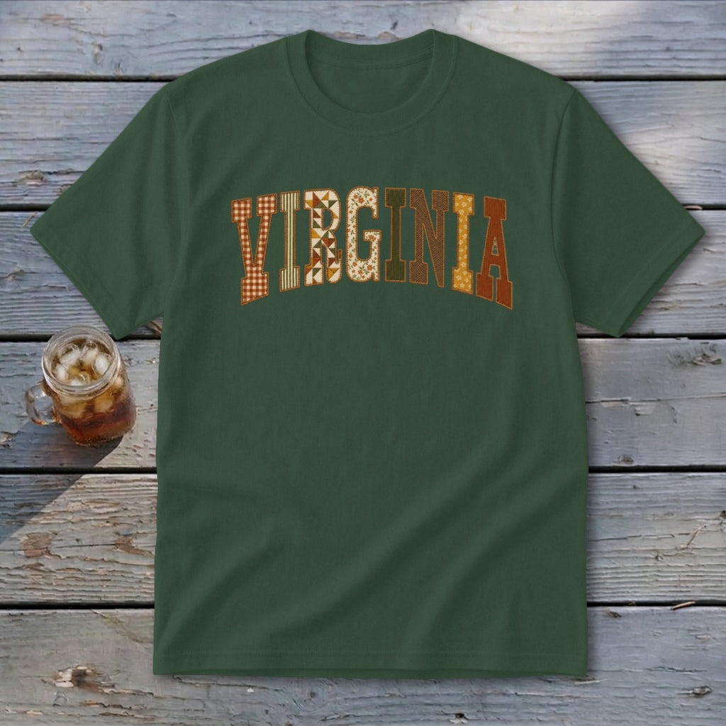Virginia Faux Embroidery Letters Youth Tee