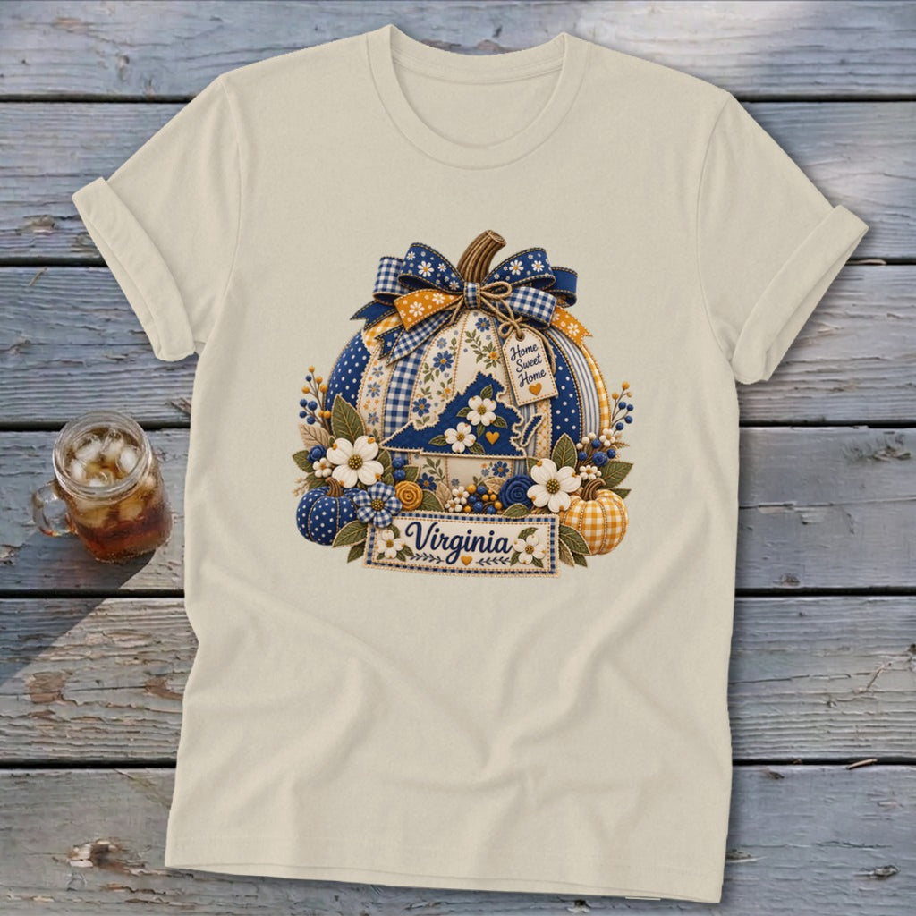 Virginia Faux Patchwork Pumpkin Softstyle Tee