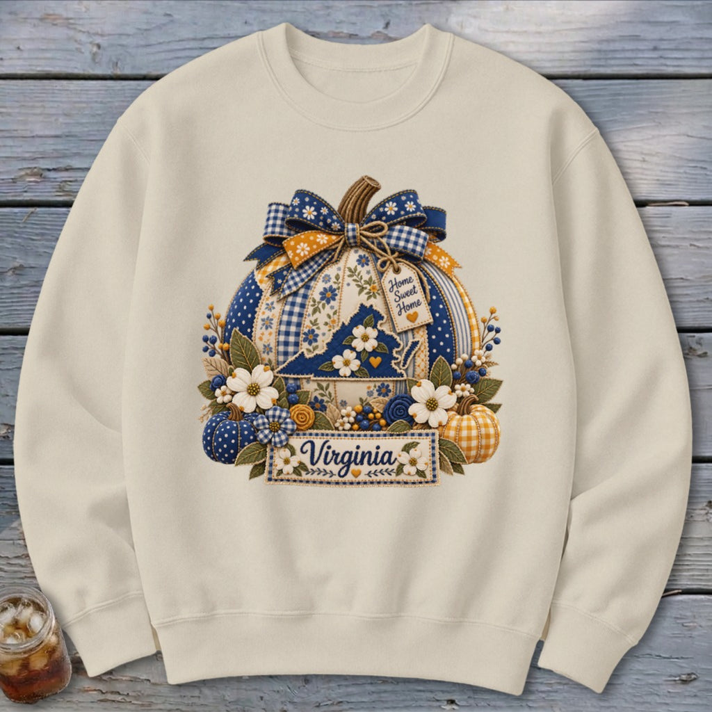 Virginia Faux Patchwork Pumpkin Sweatshirt