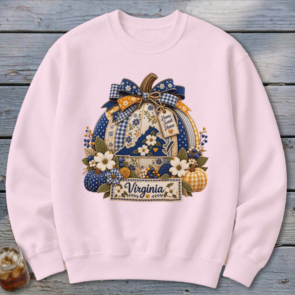 Virginia Faux Patchwork Pumpkin Sweatshirt