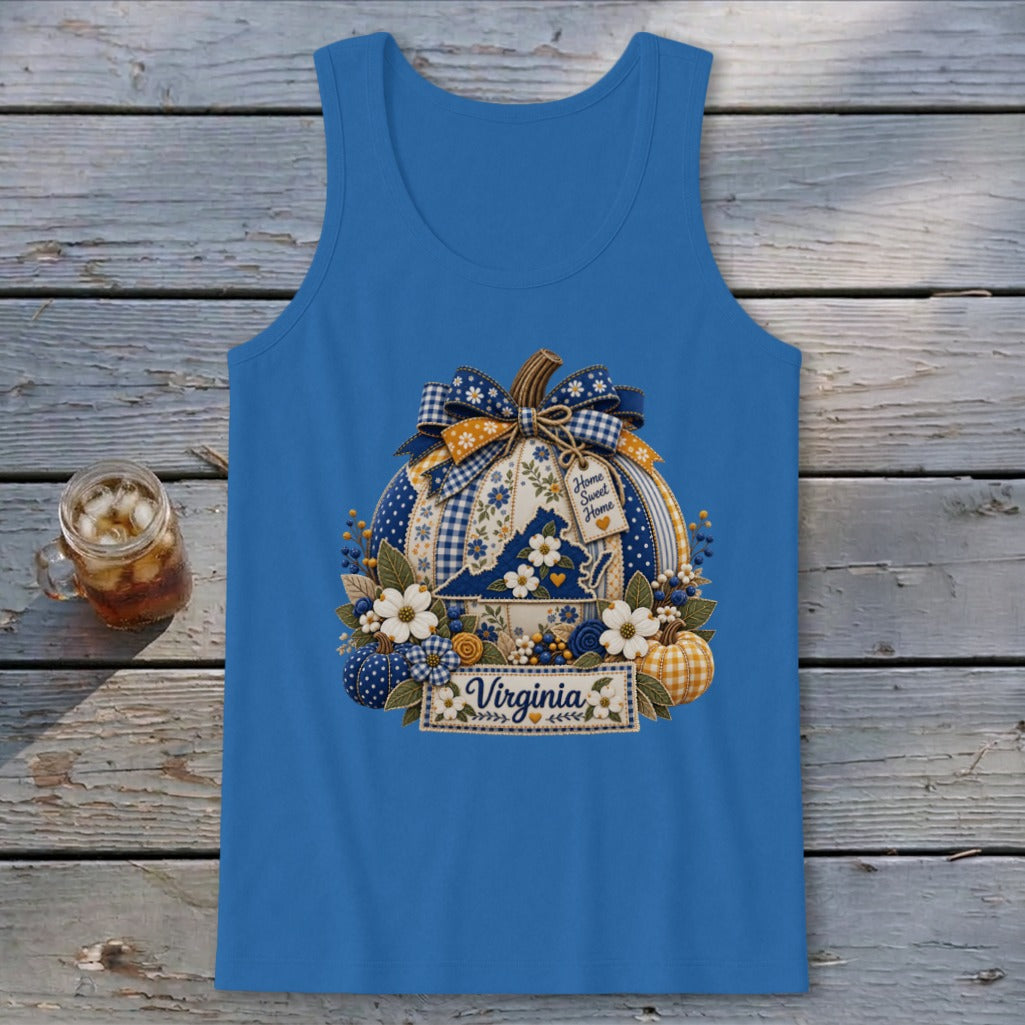 Virginia Faux Patchwork Pumpkin Tank Top