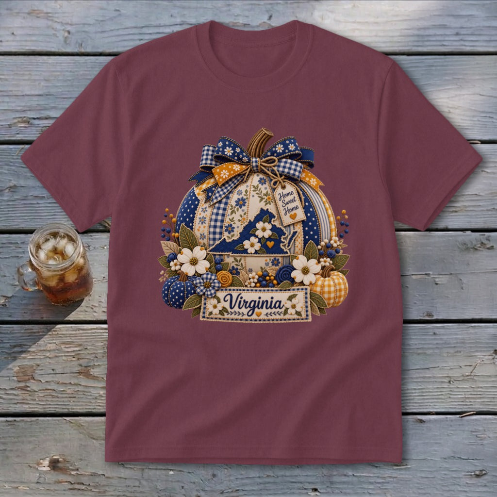 Virginia Faux Patchwork Pumpkin Youth Tee