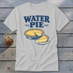 Light gray t-shirt with "WATER PIE" text and an illustration of a pie.