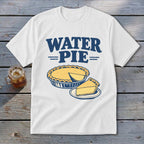 White t-shirt with "WATER PIE" text and pie graphics.