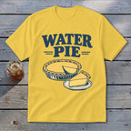 Yellow t-shirt with "WATER PIE" text and pie graphic.