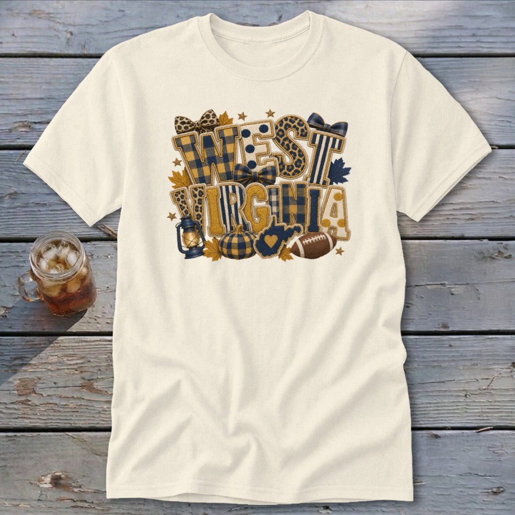 West Virginia Faux Chenille Fall Patch Classic Tee