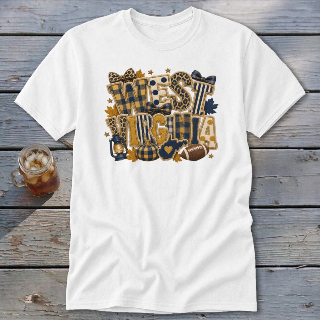 West Virginia Faux Chenille Fall Patch Classic Tee
