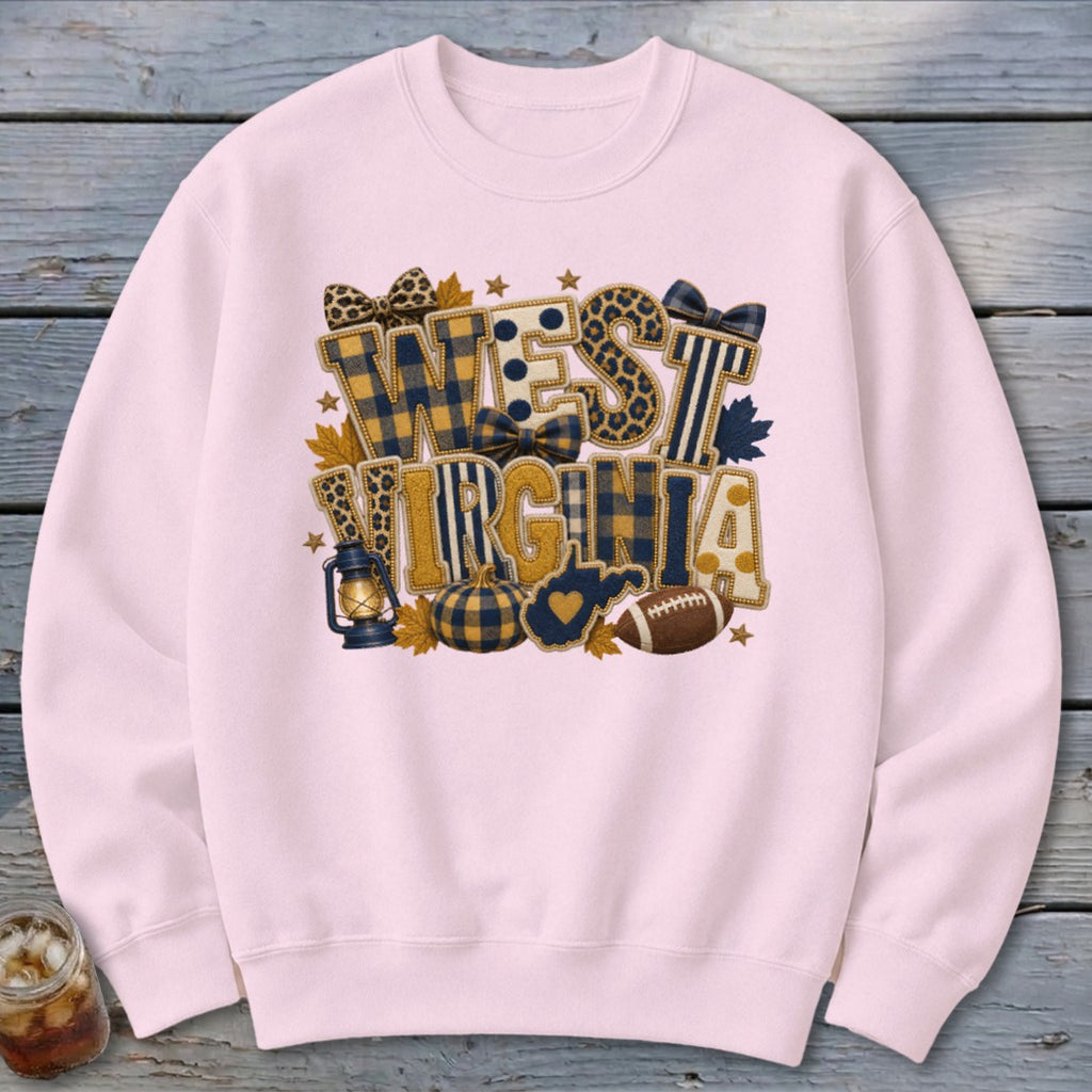 West Virginia Faux Chenille Fall Patch Sweatshirt