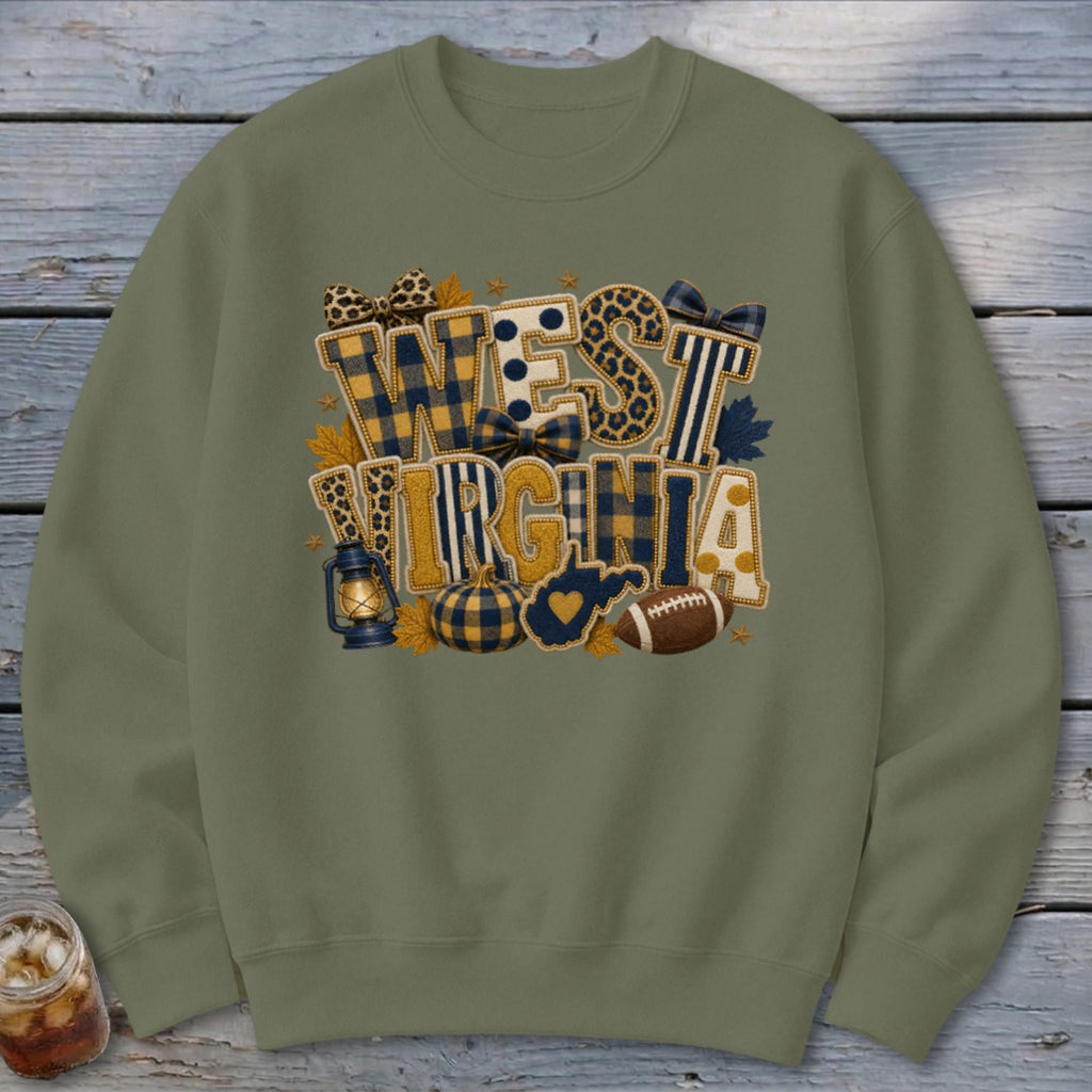 West Virginia Faux Chenille Fall Patch Sweatshirt