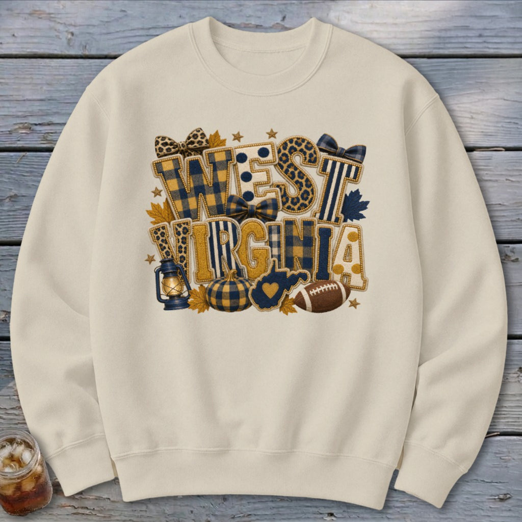 West Virginia Faux Chenille Fall Patch Sweatshirt