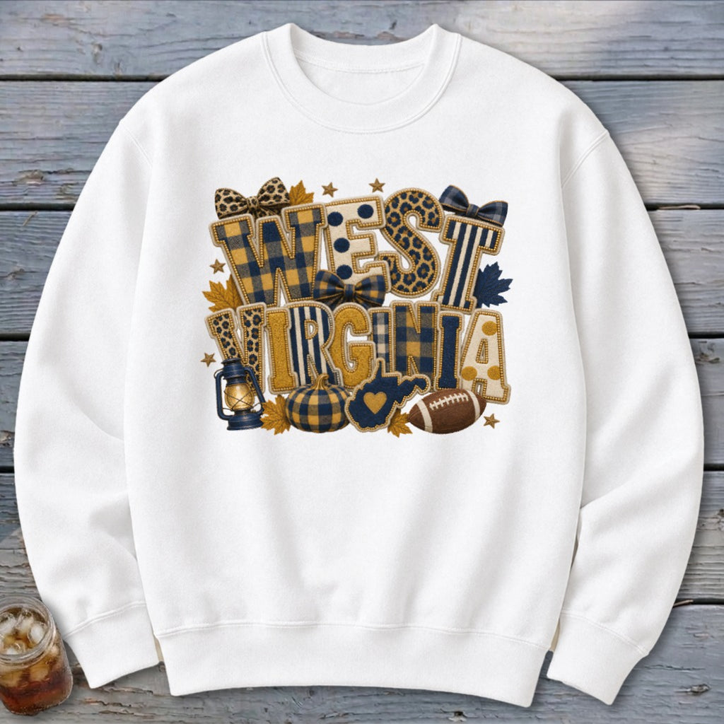 West Virginia Faux Chenille Fall Patch Sweatshirt