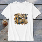 West Virginia Faux Chenille Fall Patch V-neck