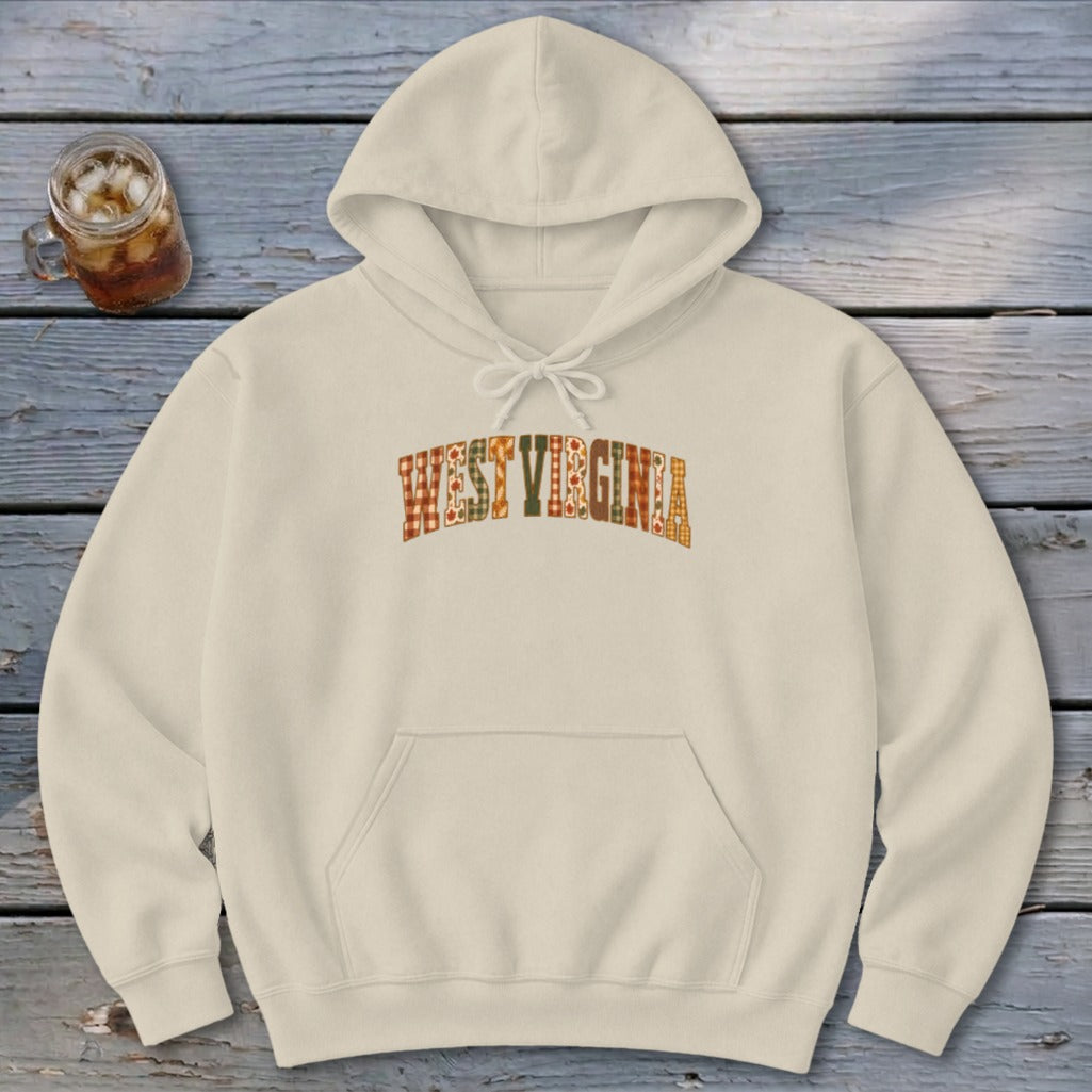 West Virginia Faux Embroidery Letters Hoodie