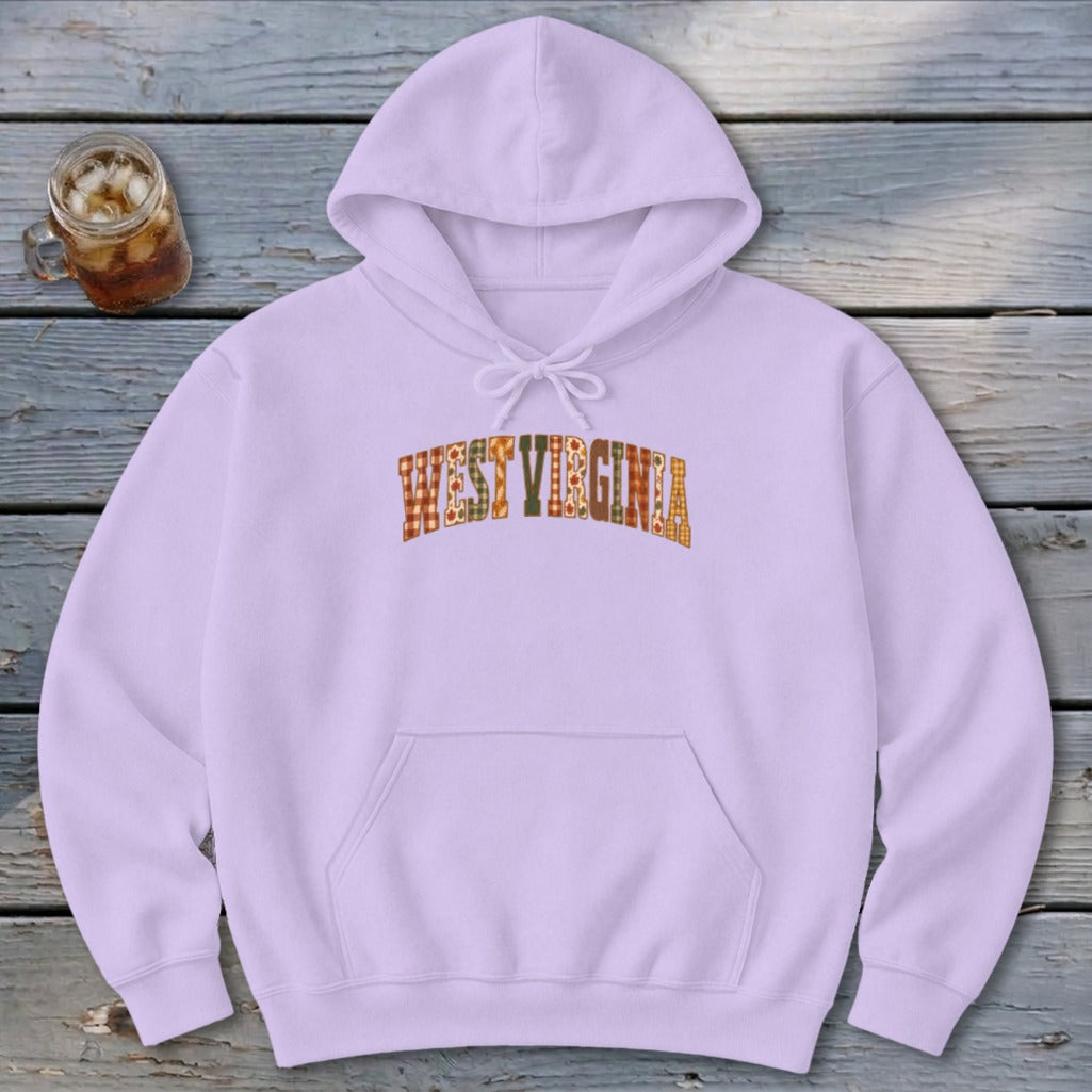 West Virginia Faux Embroidery Letters Hoodie
