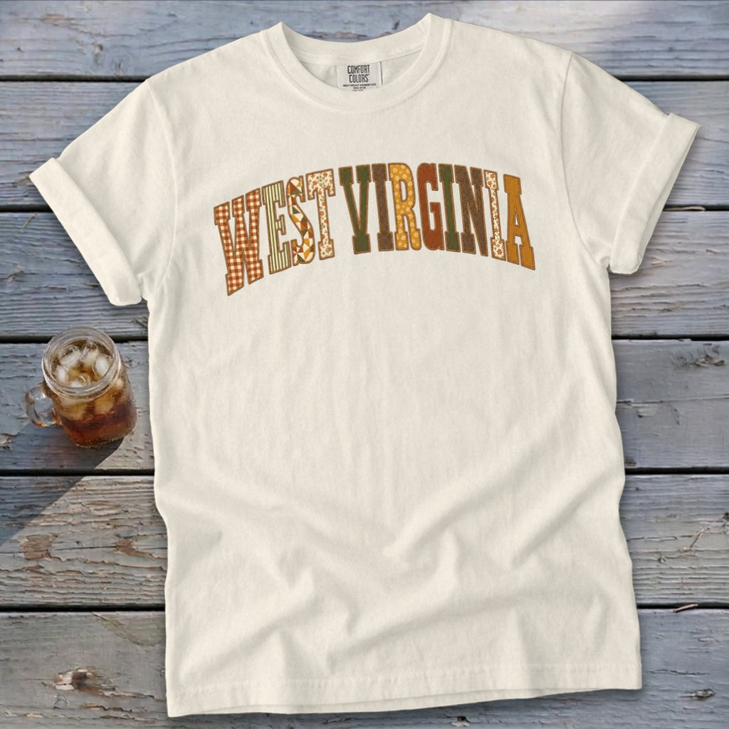 West Virginia Faux Embroidery Letters Signature Tee