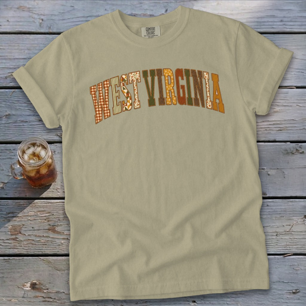 West Virginia Faux Embroidery Letters Signature Tee