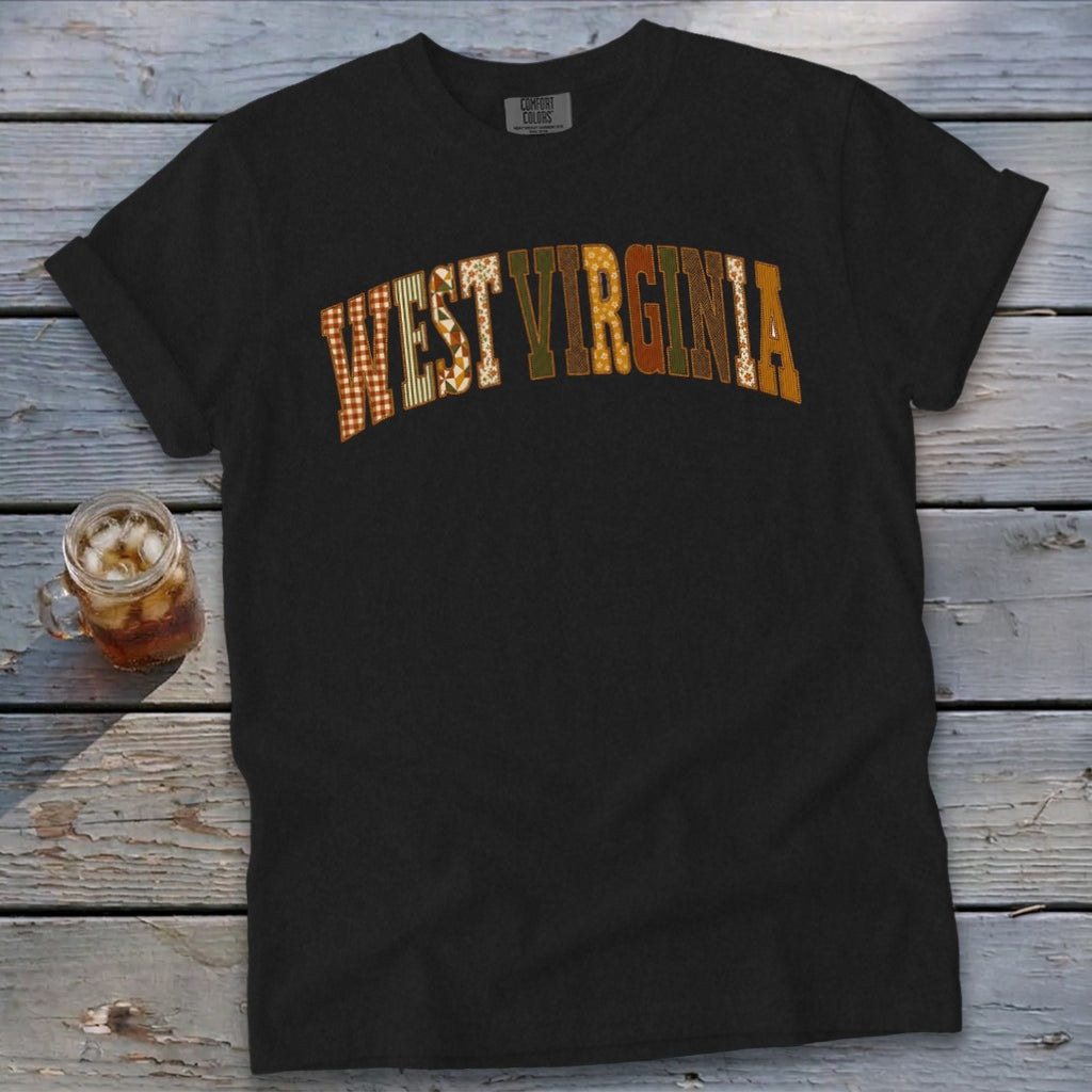 West Virginia Faux Embroidery Letters Signature Tee