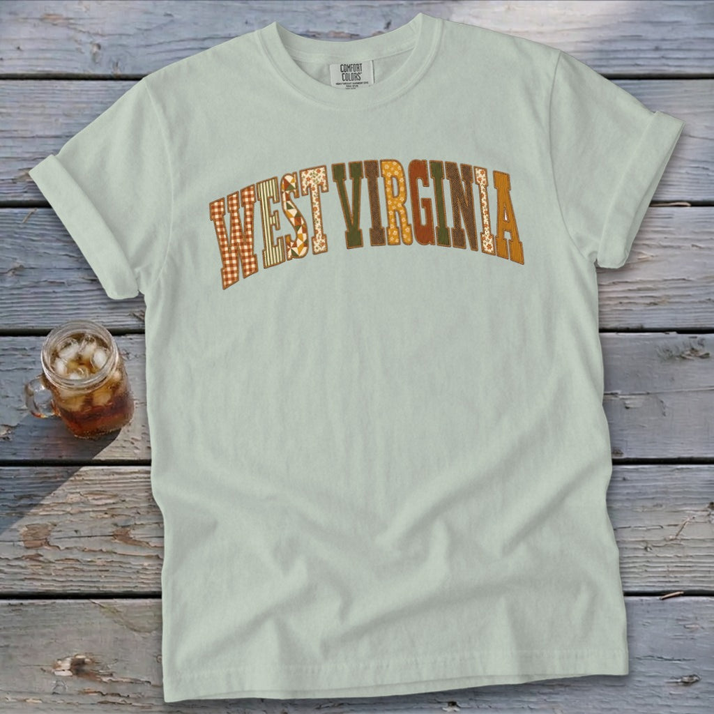 West Virginia Faux Embroidery Letters Signature Tee