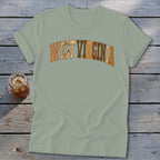 West Virginia Faux Embroidery Letters Softstyle Tee