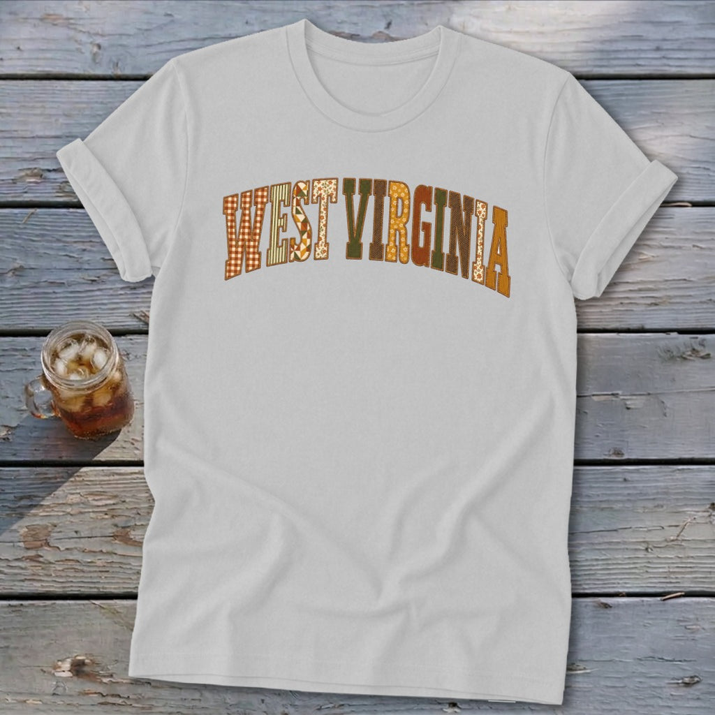 West Virginia Faux Embroidery Letters Softstyle Tee