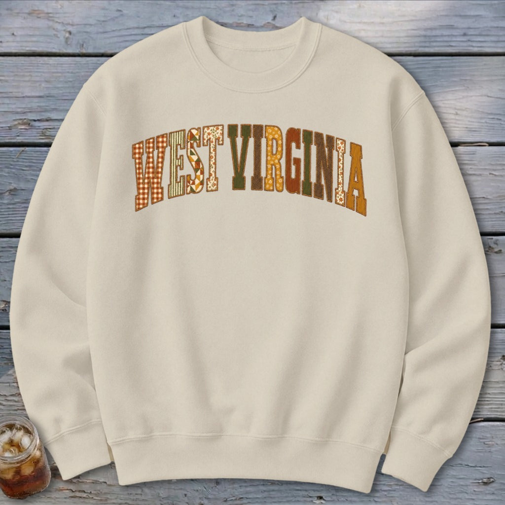 West Virginia Faux Embroidery Letters Sweatshirt