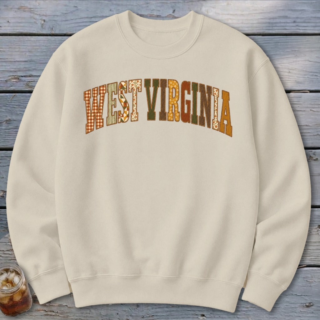 West Virginia Faux Embroidery Letters Sweatshirt