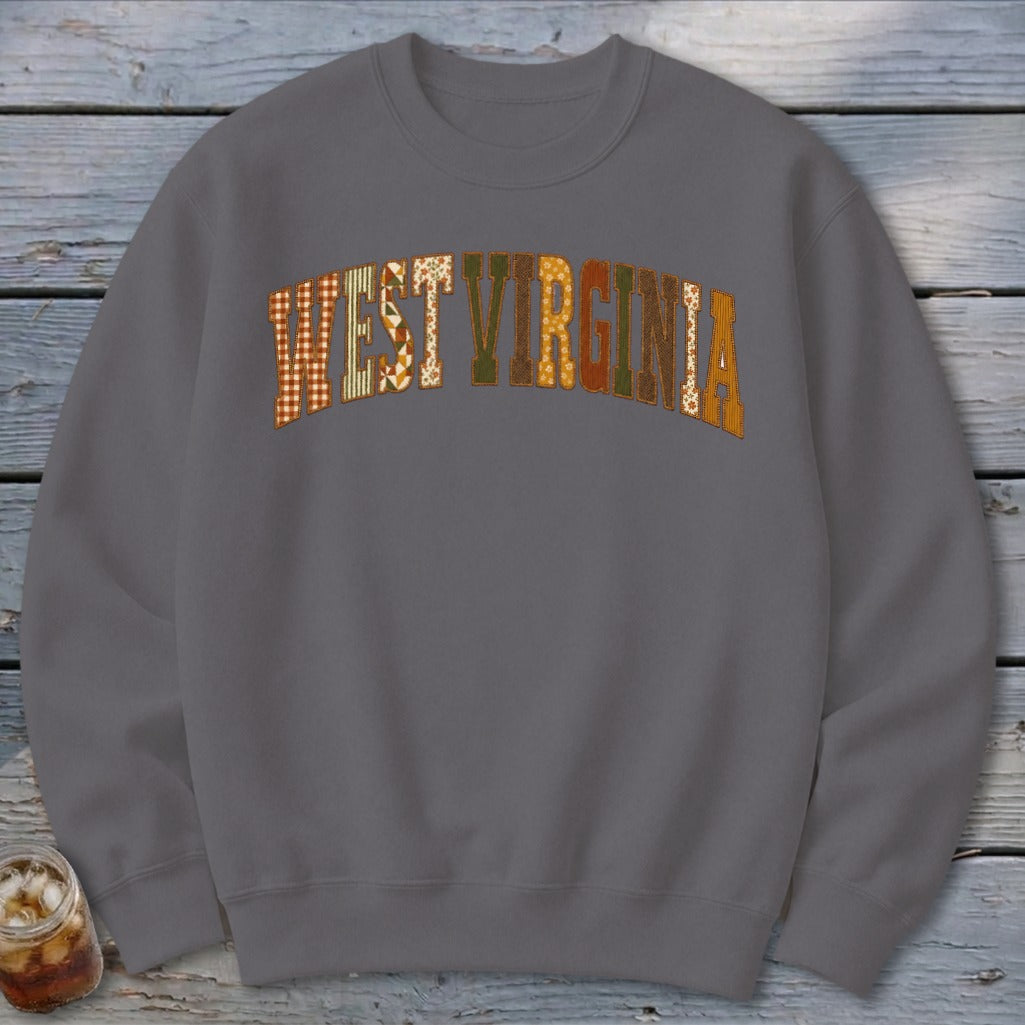 West Virginia Faux Embroidery Letters Sweatshirt
