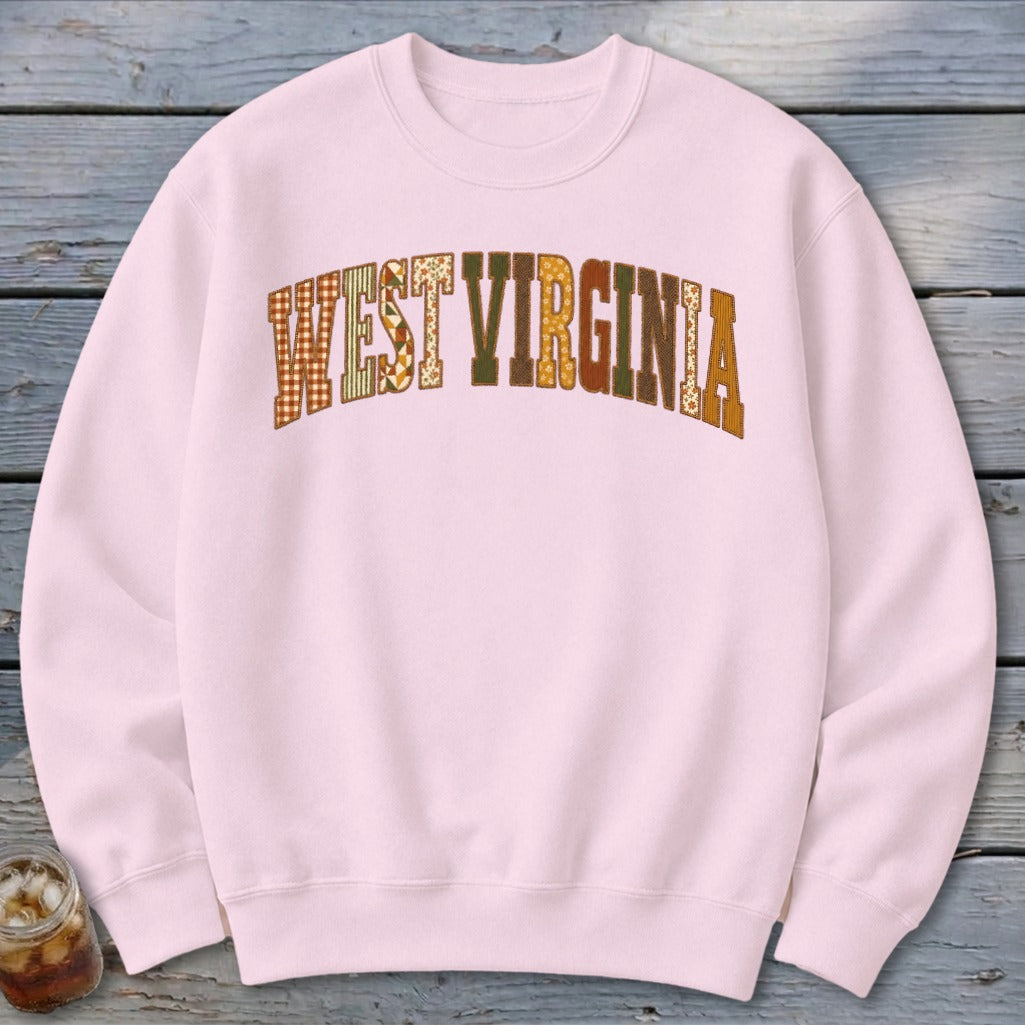 West Virginia Faux Embroidery Letters Sweatshirt