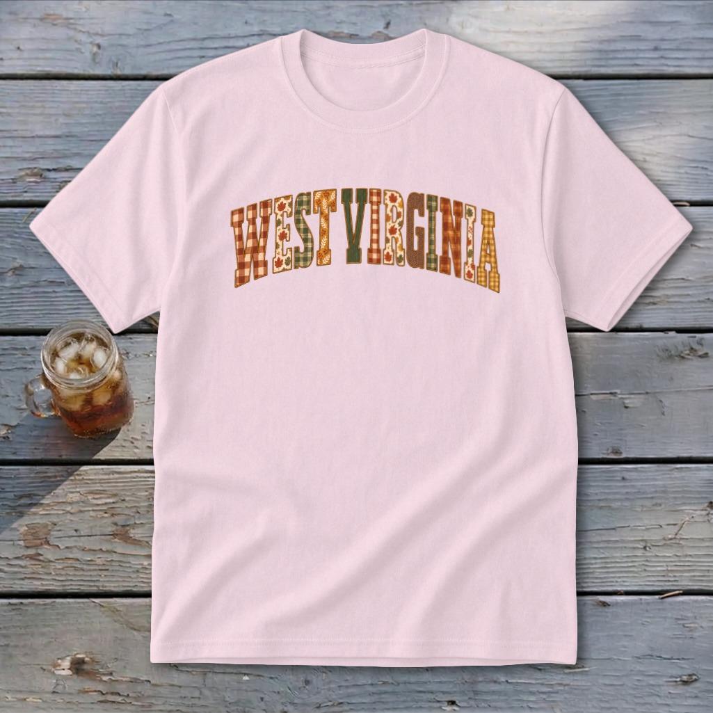 West Virginia Faux Embroidery Letters Youth Tee