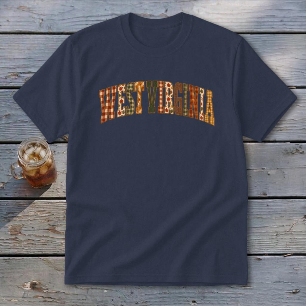 West Virginia Faux Embroidery Letters Youth Tee