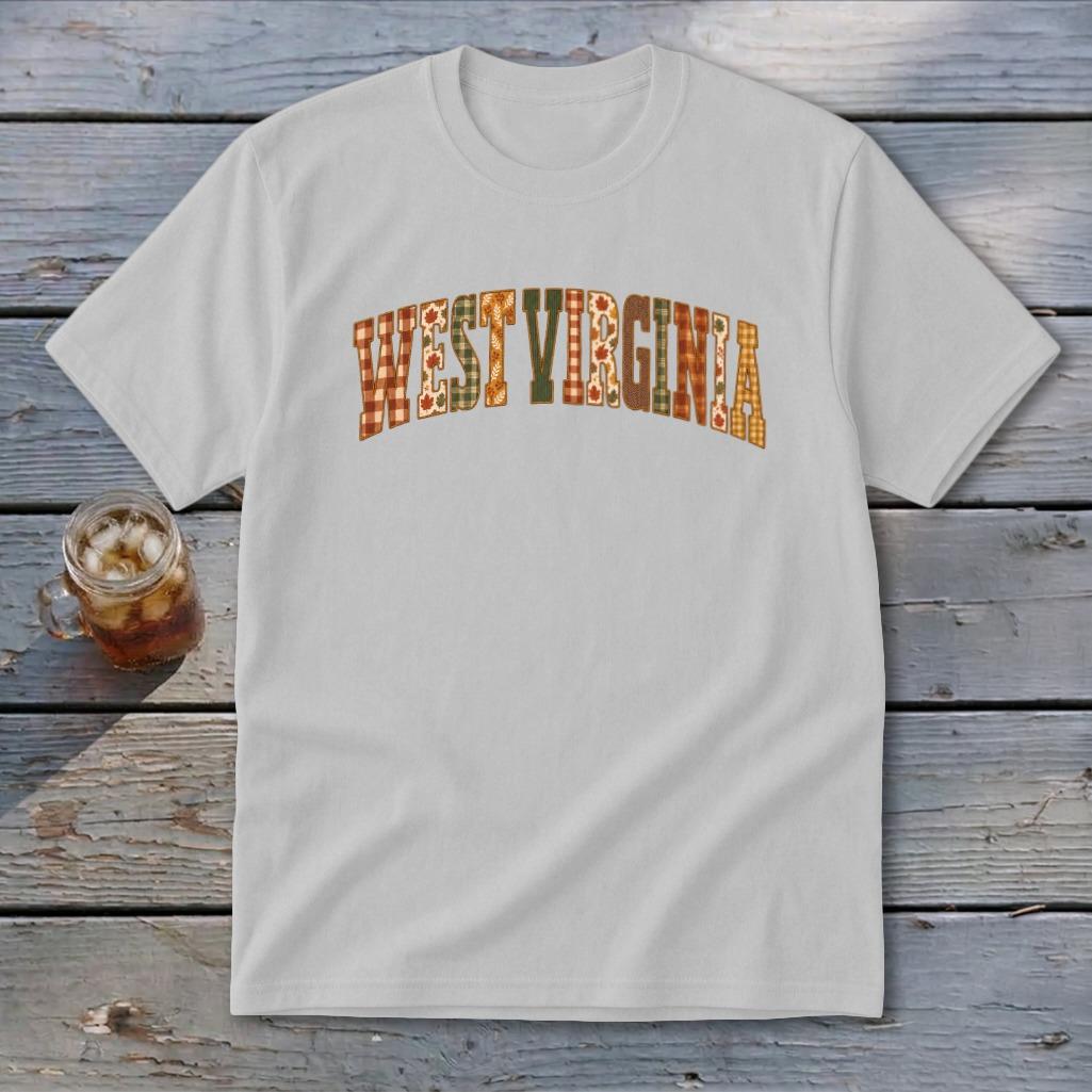 West Virginia Faux Embroidery Letters Youth Tee