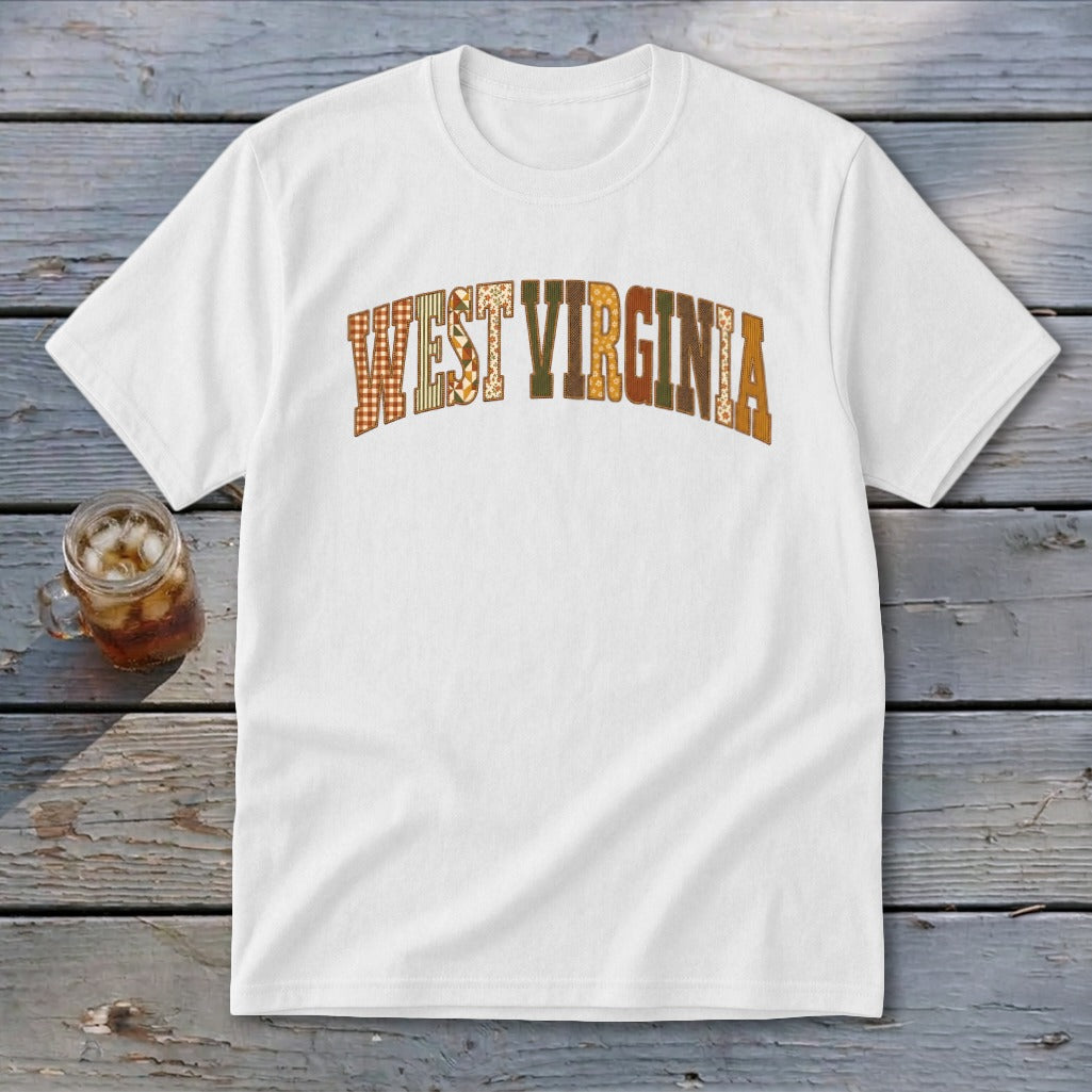 West Virginia Faux Embroidery Letters Youth Tee