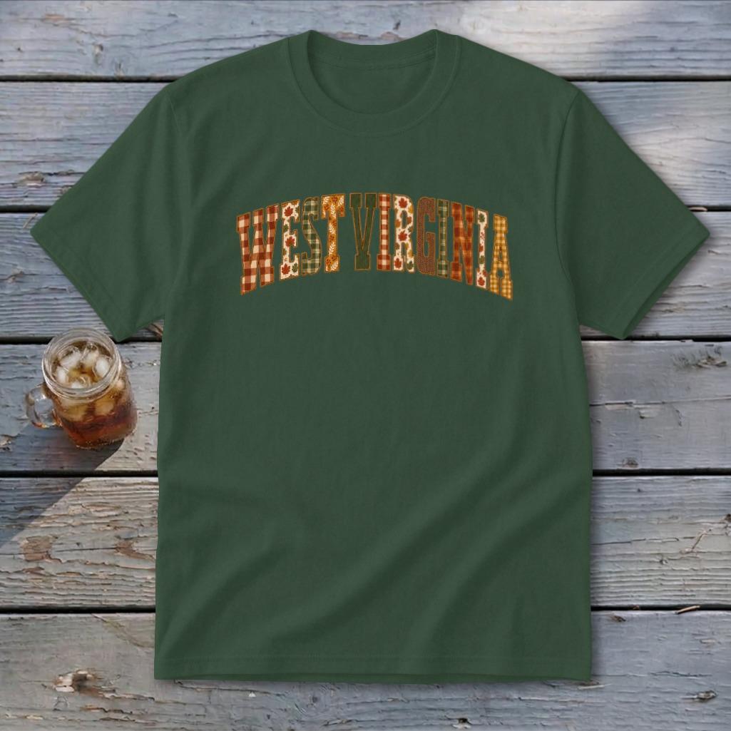 West Virginia Faux Embroidery Letters Youth Tee