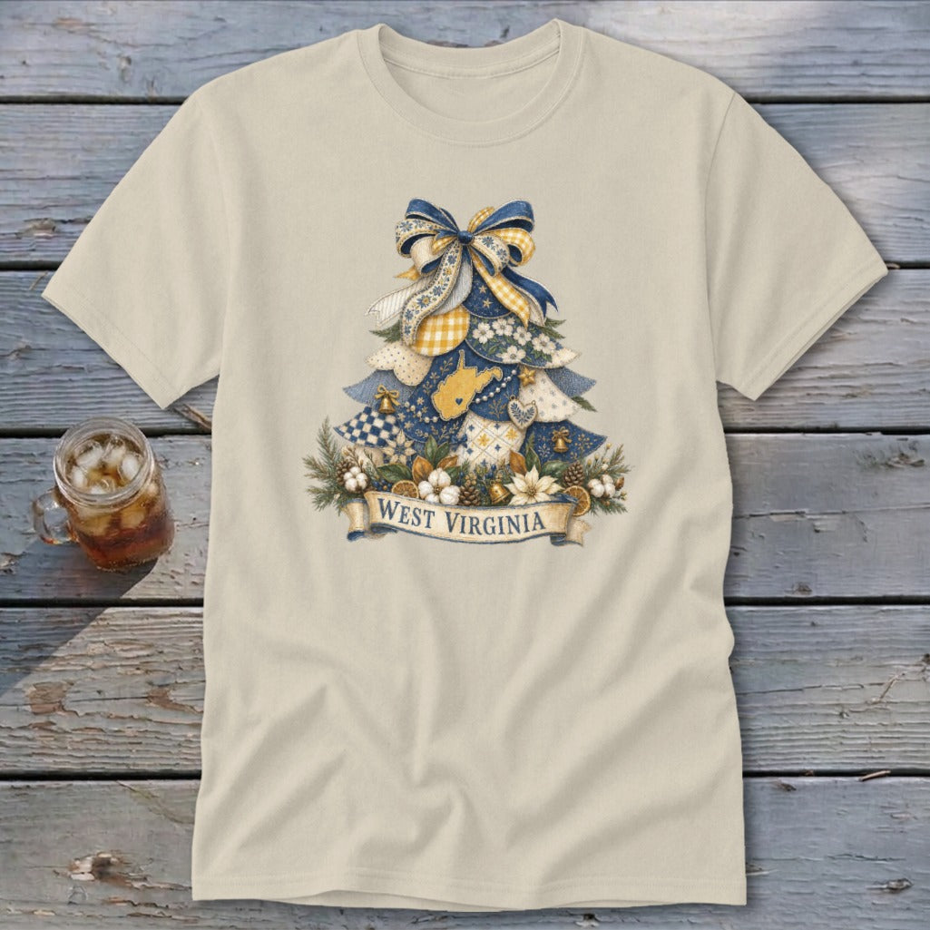 West Virginia Faux Patchwork Christmas Tree Classic Tee