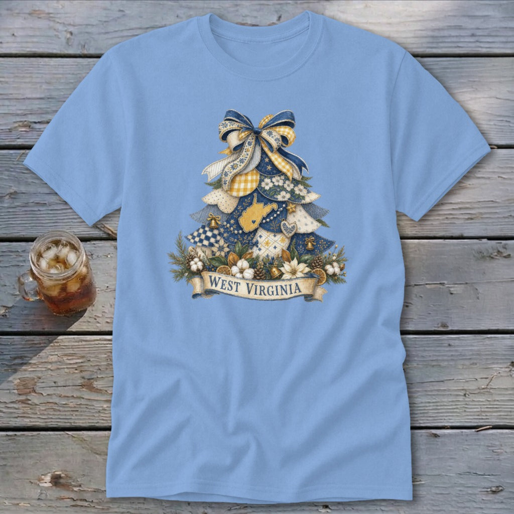 West Virginia Faux Patchwork Christmas Tree Classic Tee