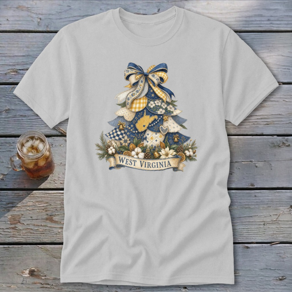 West Virginia Faux Patchwork Christmas Tree Classic Tee