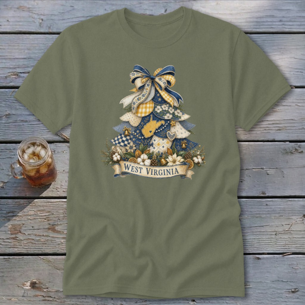 West Virginia Faux Patchwork Christmas Tree Classic Tee